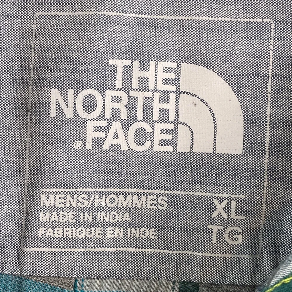The North Face Mens XL Blue Plaid Cotton Long Sleeve Shirt Outdoor Hiking